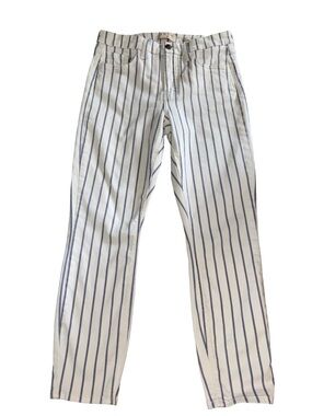 Jen7 by 7 For All Mankind White Jeans with Blue Pinstripes